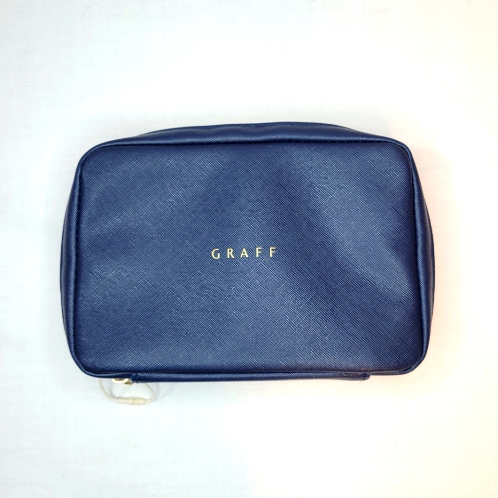 GRAFF Korean Air (7.5" x 5") Navy and Gold Amenity Vanity Kit Pouch